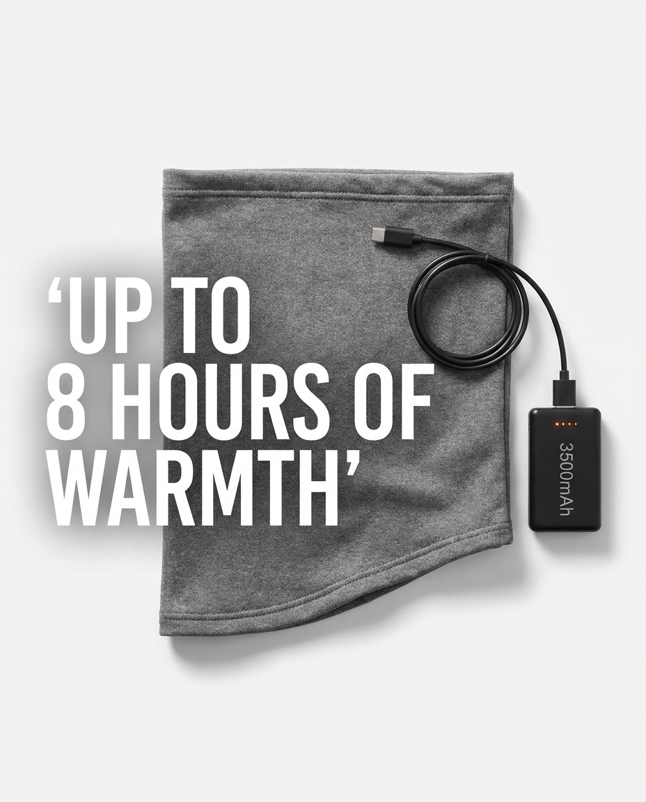USB rechargeable 3500mAh battery - up to 8 hours of warmth