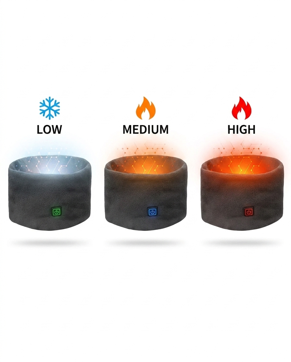 Three heat settings - Low Medium High with glow indicators