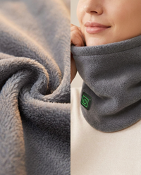 Soft fleece texture close-up and comfortable fit on neck